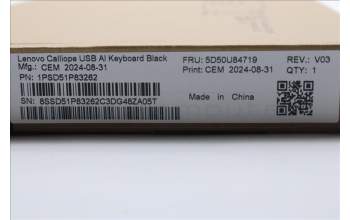 Lenovo 5D50U84719 AI Keyboard External,USB,Danish,Black