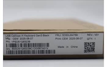 Lenovo 5D50U84769 AI Keyboard External, USB, Arabic, Black