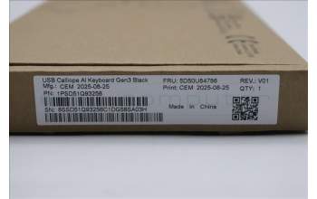 Lenovo 5D50U84786 AI Keyboard External, USB, Iceland, Black