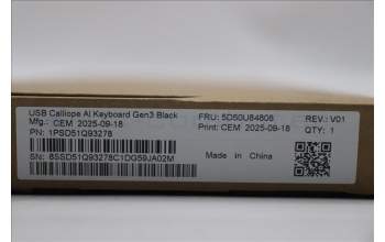 Lenovo 5D50U84808 AI Keyboard External, USB, Lithuanian, Black