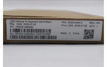 Lenovo 5D50U84812 AI Keyboard External, USB, Kazakhstan, Black