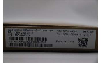 Lenovo 5D50U84826 Keyboard External, USB, French, Luna Grey