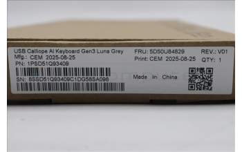 Lenovo 5D50U84829 Keyboard External, USB, German, Luna Grey