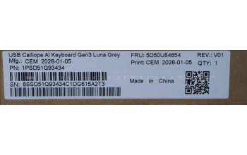 Lenovo 5D50U84854 Keyboard External, USB, Slovenian, Luna Grey