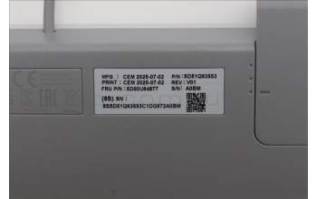 Lenovo 5D50U84877 Keyboard External, USB, German, Cloud Grey