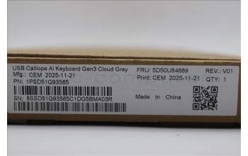 Lenovo 5D50U84889 Keyboard External, USB, Portuguese, Cloud Grey