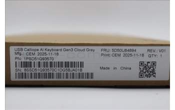 Lenovo 5D50U84894 Keyboard External, USB, Spanish, Cloud Grey