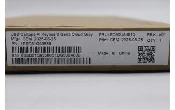 Lenovo 5D50U84910 Keyboard External, USB, Czech/Slovakian, Cloud Grey