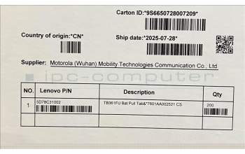 Lenovo 5D78C31002 TB361FU Bat Pull Tab&*7601AA002521 CS