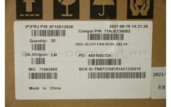 Lenovo 5F10S13938 Lüfter System Lüfter C 20WE Delta
