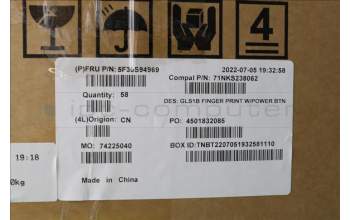 Lenovo 5F30S94969 FINGER_PRT FP BD C 82R1 w/power btn&FFC
