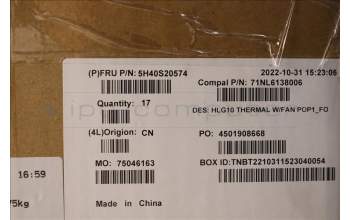 Lenovo 5H40S20574 HEATSINK Thermal module C 82S9_FO