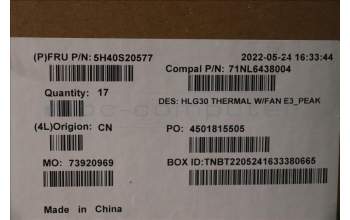 Lenovo 5H40S20577 Thermal Module 82S9 E3_Peak