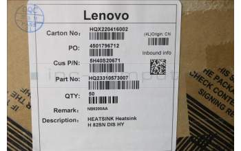 Lenovo 5H40S20671 Heatsink H 82SN DIS HY