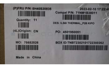 Lenovo 5H40S20835 Heatsink C 82XF P28 KIPO