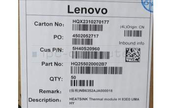 Lenovo 5H40S20960 Thermal module H 83E0 UMA HY