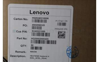 Lenovo 5H40S21089 Heatsink H 83DL_INTEL_PEAK