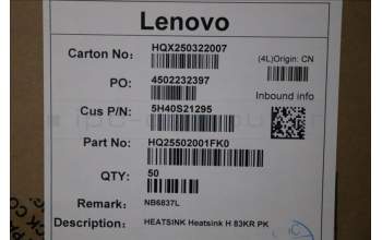 Lenovo 5H40S21295 Heatsink H 83KR PK
