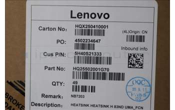 Lenovo 5H40S21333 HEATSINK H 83ND UMA_FCN