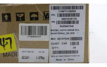 Lenovo 5H50N67846 Scharnier Scharnier C 80X7 W/ANT R+L Silver