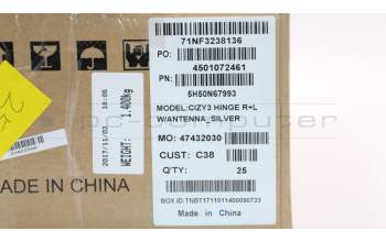 Lenovo 5H50N67993 Scharnier Scharnier C 80X6 W/ANT R+L Silver