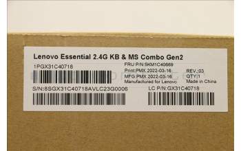 Lenovo 5KM1C40669 Keyboard_Mouse, Wireless, Russian Cyrillic, White Grey, Non Backlight