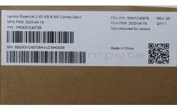 Lenovo 5KM1C40679 Keyboard_Mouse,Wireless,US English Euro,White