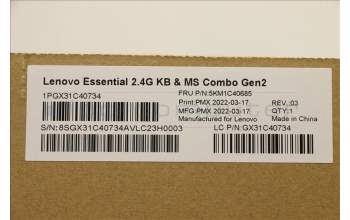 Lenovo 5KM1C40685 Keyboard_Mouse,Wireless,Nordic,White_Grey,Non_Backlight