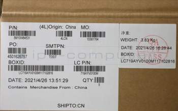 Lenovo 5M10W64531 C-Cover with keyboard, Nordic, Black, Non-Backlight, Non-FingerPrint, UK