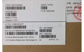 Lenovo 5M10Z54639 MECH_ASM KBD NOR(Tra) Pat FPR UK BK