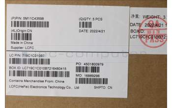 Lenovo 5M11C43598 C-Cover with keyboard, Nordic, Black, Backlight, UK