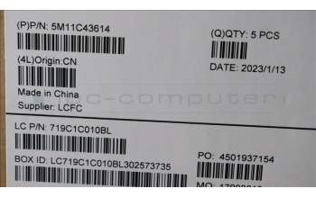 Lenovo 5M11C43614 MECH_ASM KB C BUL BKLT(PMX)PT UK BK