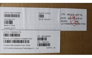 Lenovo 5M11H25960 MECH_ASM KB CCov JPN BKLT Sunrex WW BK