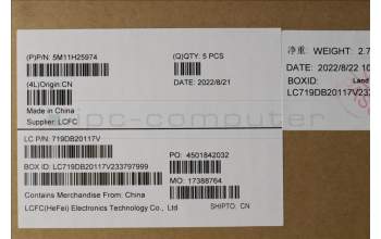 Lenovo 5M11H25974 MECH_ASM KB CCov LA SPA BKLT Trans WW BK