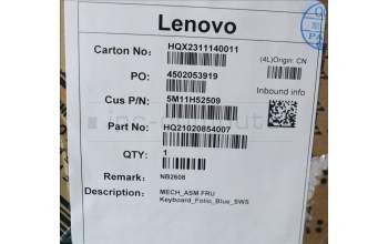 Lenovo 5M11H52509 Keyboard External,Switzerland,Folio Blue