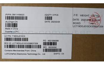 Lenovo 5M11H58920 MECH_ASM KBD CCvr ARA BKL(PMX)US BK