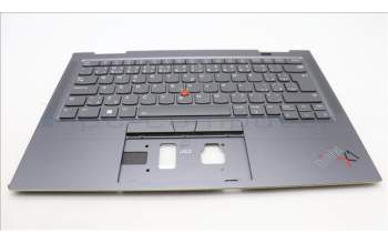 Lenovo 5M11H62235 C-Cover with keyboard, Czech Slovakian, Grey, Backlight, FingerPrint, UK