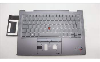 Lenovo 5M11H62305 C-Cover with keyboard, Norwegian, Grey, Backlight, FingerPrint, UK
