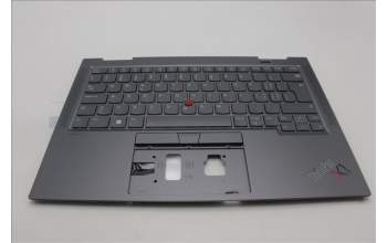 Lenovo 5M11H62335 C-Cover with keyboard, Switzerland, Grey, Backlight, FingerPrint, UK