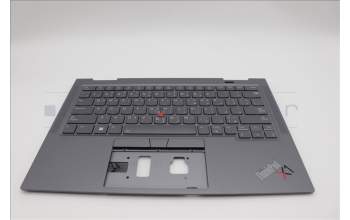 Lenovo 5M11H62367 C-Cover with keyboard, Arabic, Grey, Backlight, FingerPrint, WWAN, US