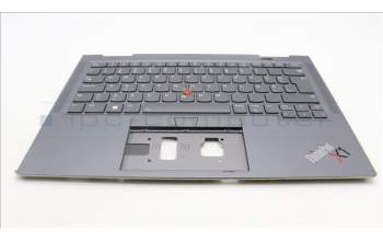Lenovo 5M11H62404 C-Cover with keyboard, Estonian, Grey, Backlight, FingerPrint, WWAN, UK
