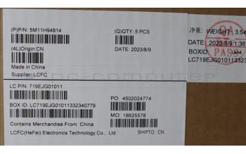 Lenovo 5M11H94814 MECH_ASM FRU KBD CCV EURO ENG(LTN)US BK