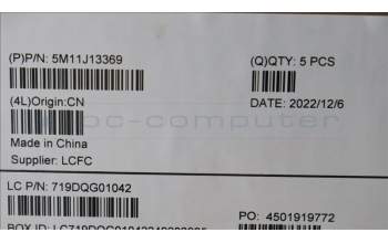 Lenovo 5M11J13369 MECH_ASM KBD BZL,WL,FPR,BK,CHY,NOR