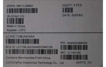 Lenovo 5M11L59664 MECH_ASM FRU KB CCV ARA US (LTN) BK