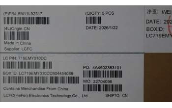 Lenovo 5M11L92317 MECH_ASM FRU KB CCV EURO ENG (CHY) US BK