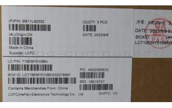 Lenovo 5M11L92552 MECH_ASM FRU KB CCV HBW BL (SRX) US BK