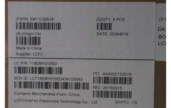 Lenovo 5M11L92634 MECH_ASM FRU KB CCV BRL BL (CHY) UK BK