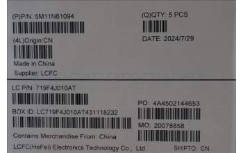 Lenovo 5M11N61094 C-Cover with keyboard, Greek, Deep Black, FingerPrint Reader, WLAN, US