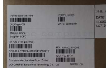 Lenovo 5M11N61198 C-Cover with keyboard, Danish, Deep Black, FingerPrint Reader, WWAN, UK