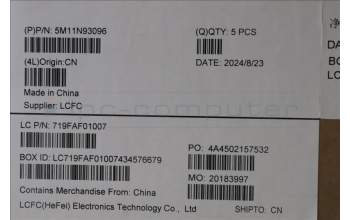 Lenovo 5M11N93096 C-Cover with keyboard, Portuguese, Black, Backlight, UK